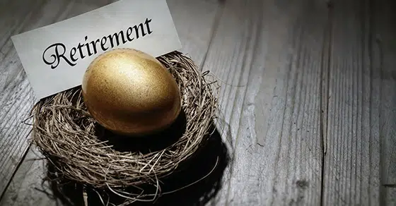 Golden egg in nest that says "retirement"