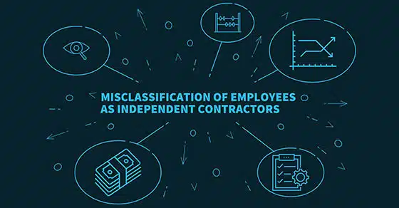 Business illustration showing the concept of misclassification of employees as independent contractors